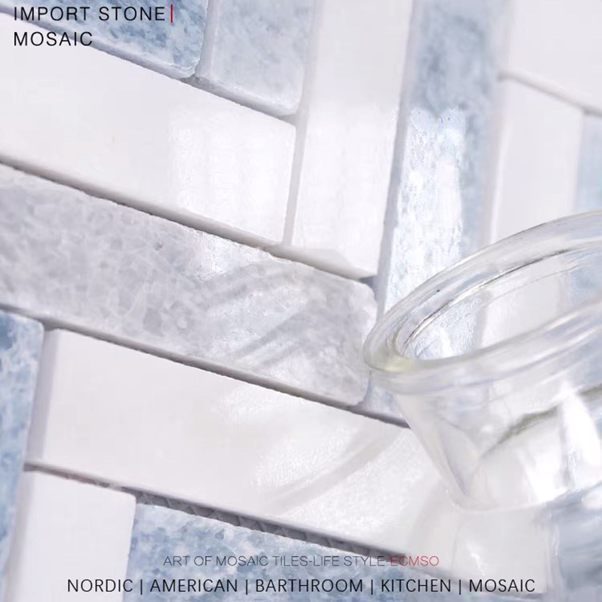 Blue White Subway Marble Mosaic FCSMT019