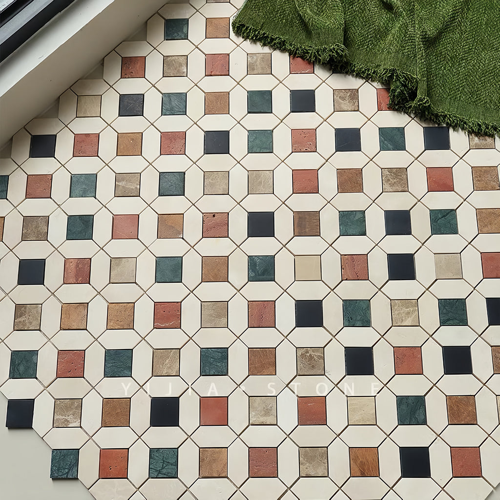 Iridescent marble mosaic tile for bathroom and kitchen wall floor MST032