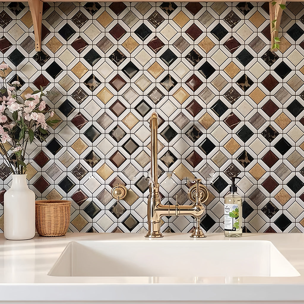 Lula Multicolor marble mosaic tile for bathroom and kitchen wall floor MST033(副本) FOC Tile