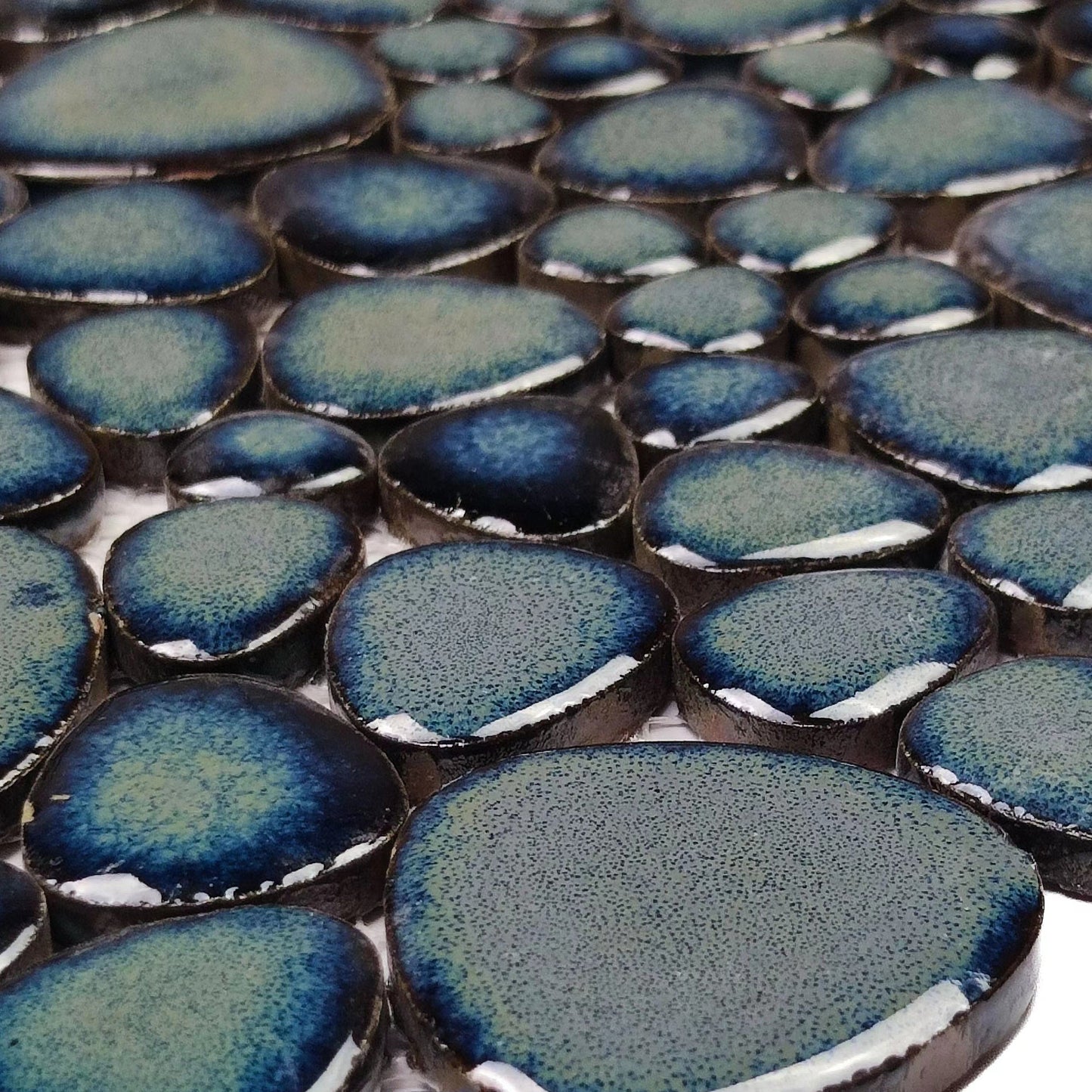 Navy Blue Pebble Porcelain Mosaic Tiles For Pool And Bathroom FCCPT104 我的商店