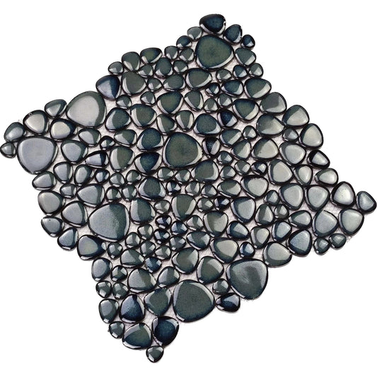 Navy Blue Pebble Porcelain Mosaic Tiles For Pool And Bathroom FCCPT104 我的商店