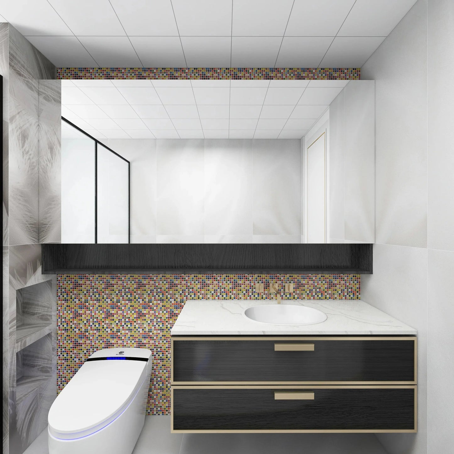 Prism Squares Backsplash Tile Porcelain Mosaic 我的商店