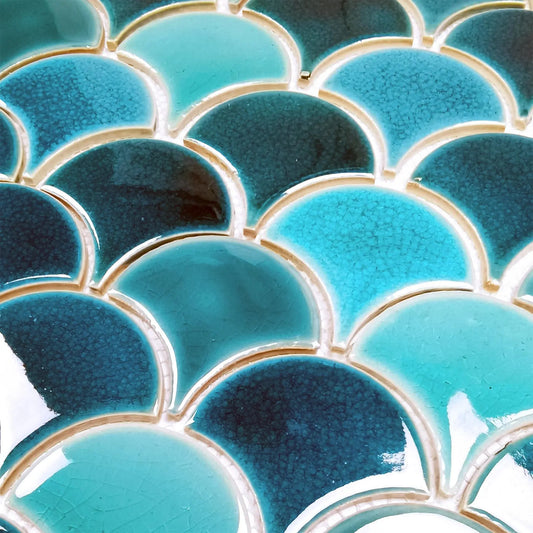 Fish Scale Porcelain Blue and Green Tile Backsplash FCCPT10 我的商店