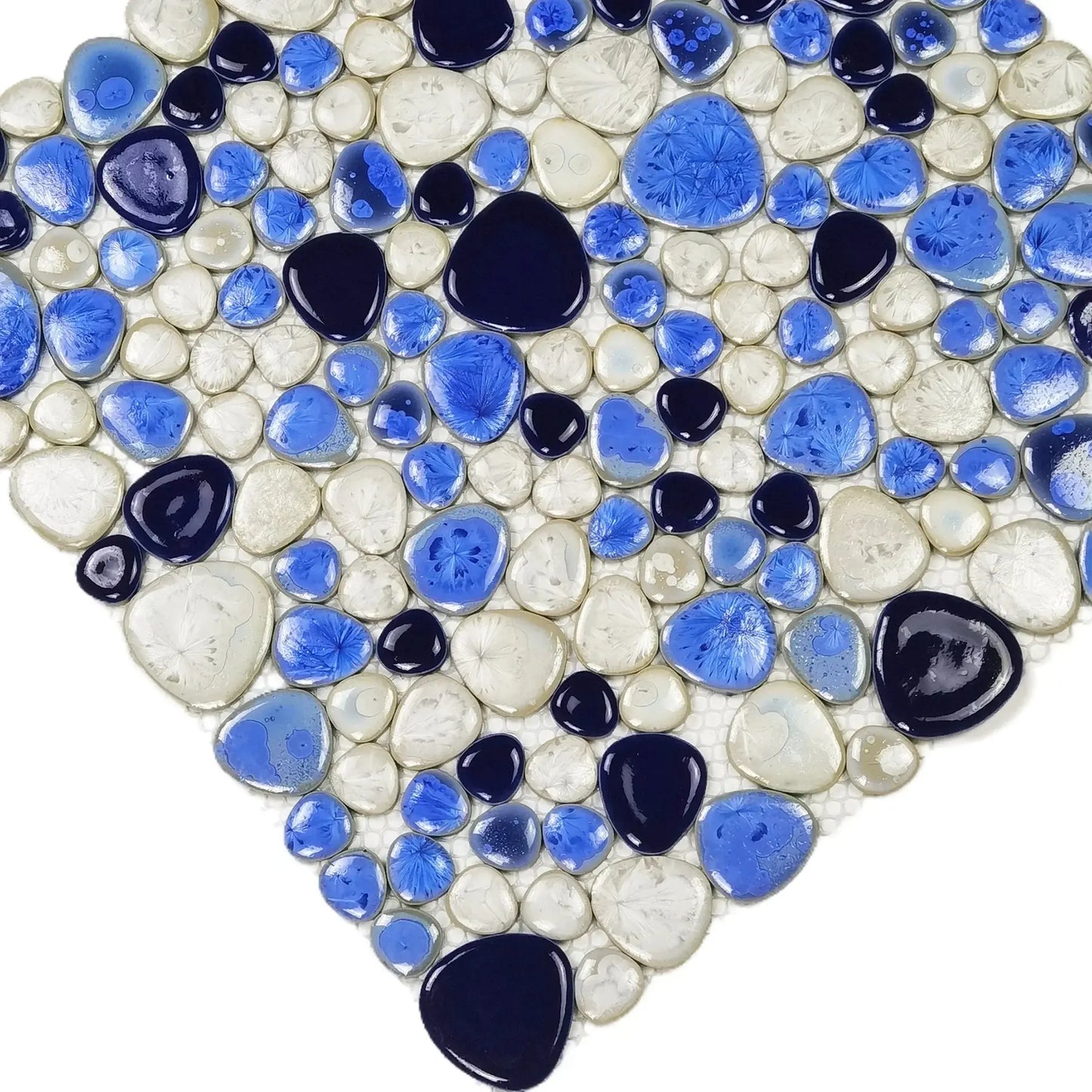 Blue and White Pebble Floor Tile Porcelain Mosaic FCCPT12 我的商店