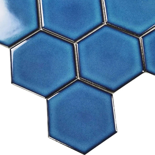 Oceanic Blue Large Hex Mosaic 我的商店