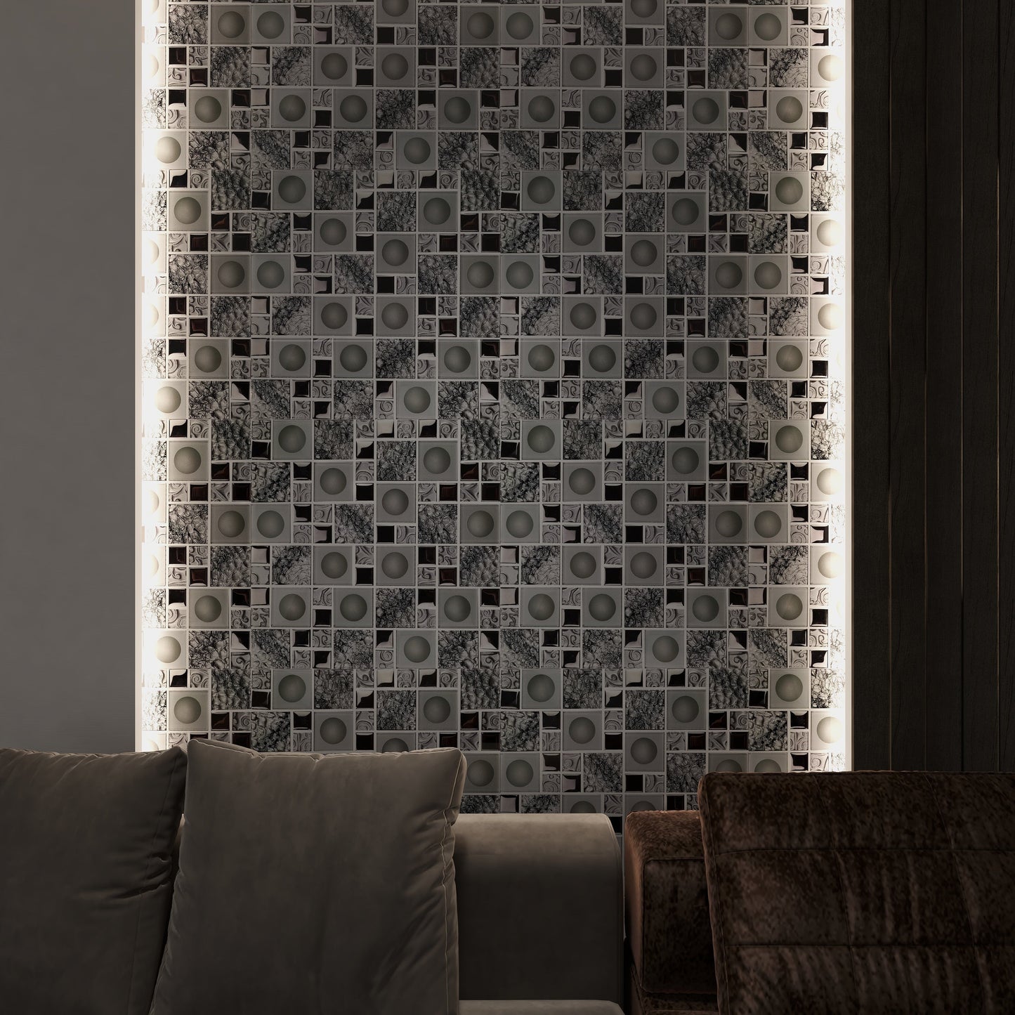Silver Orb Backsplash Mosaic FCCGT018 我的商店