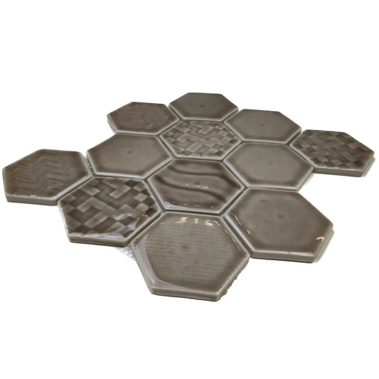 Reddish yellow Hexagon Porcelain Mosaic Backsplash FCCPT36 我的商店