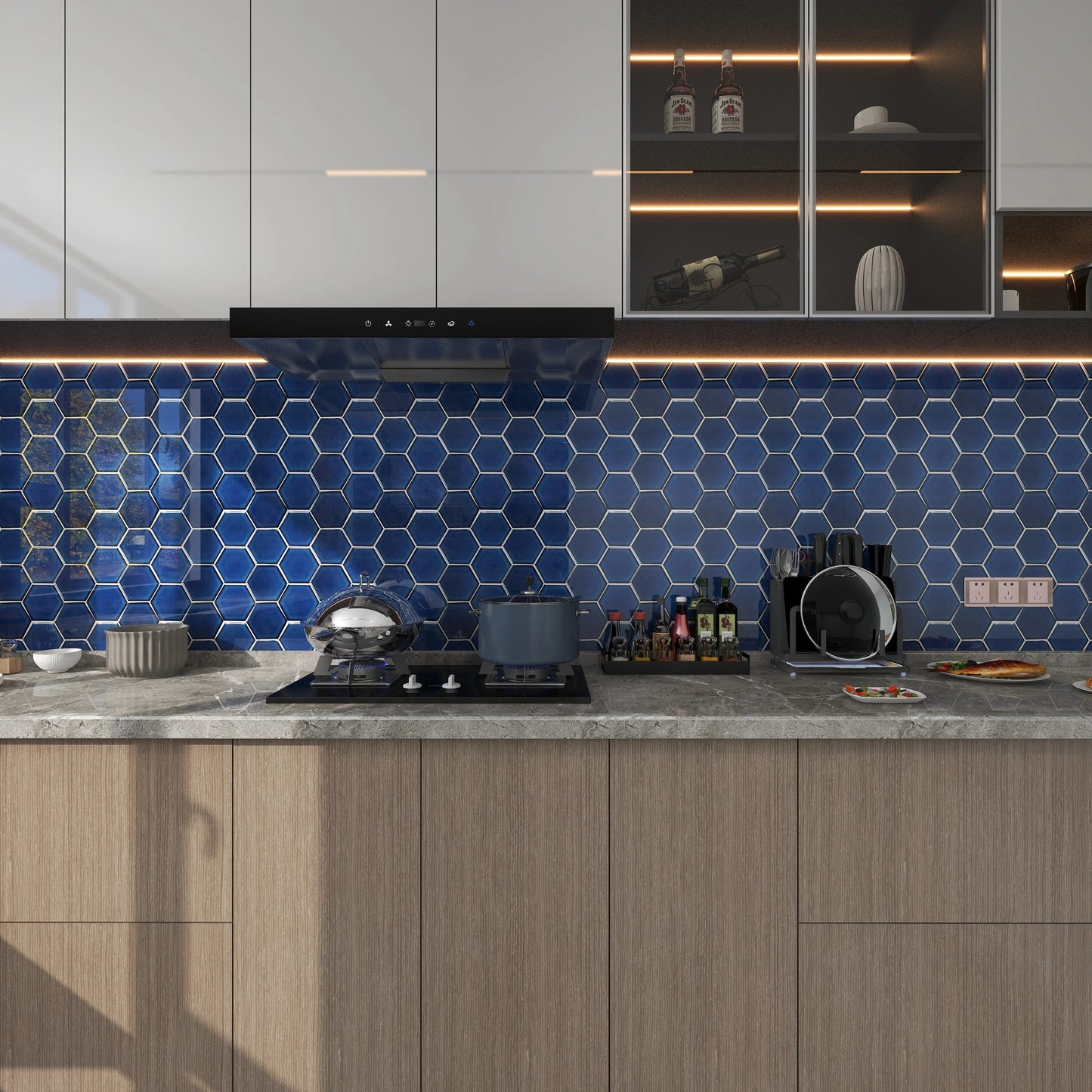 Oceanic Blue Large Hex Mosaic 我的商店