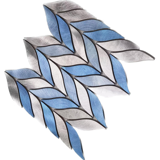 Metallic Blue Leaf Backsplash Tile Aluminum Mosaic ALT130 我的商店