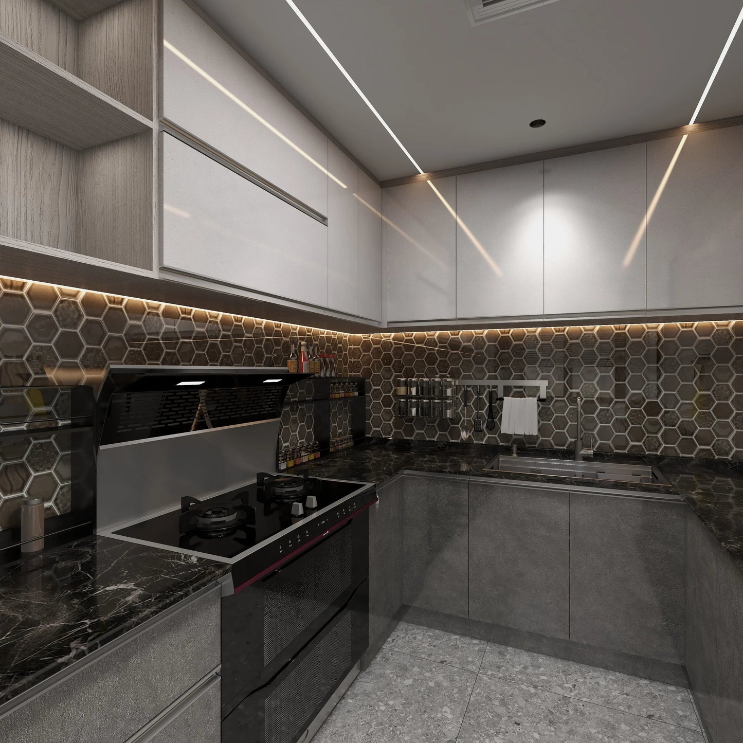 Reddish yellow Hexagon Porcelain Mosaic Backsplash FCCPT36 我的商店
