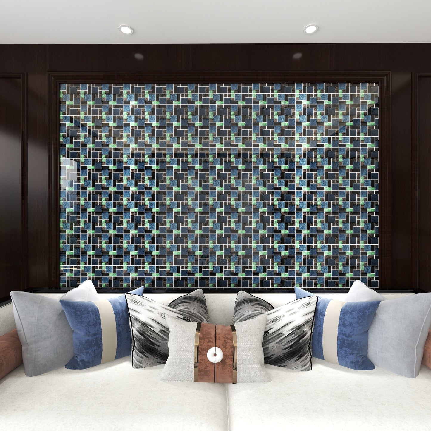 Green Glass Metal Tile Backsplash Square Mosaic FCGT54 我的商店