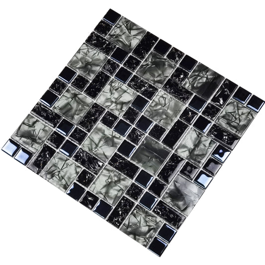 Obsidian Grid Backsplash Tile Glass Mosaic FCMGT018 我的商店