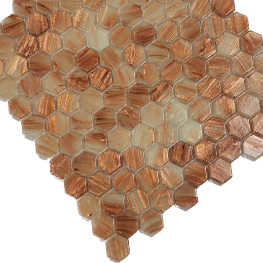 Orange Glass Mosaic Backsplash Hexagon Tile 我的商店
