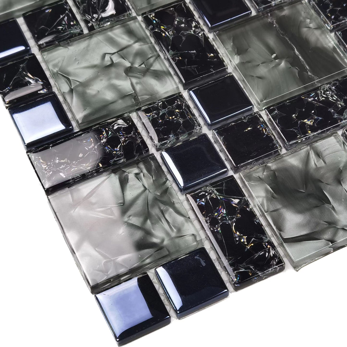 Obsidian Grid Backsplash Tile Glass Mosaic FCMGT018