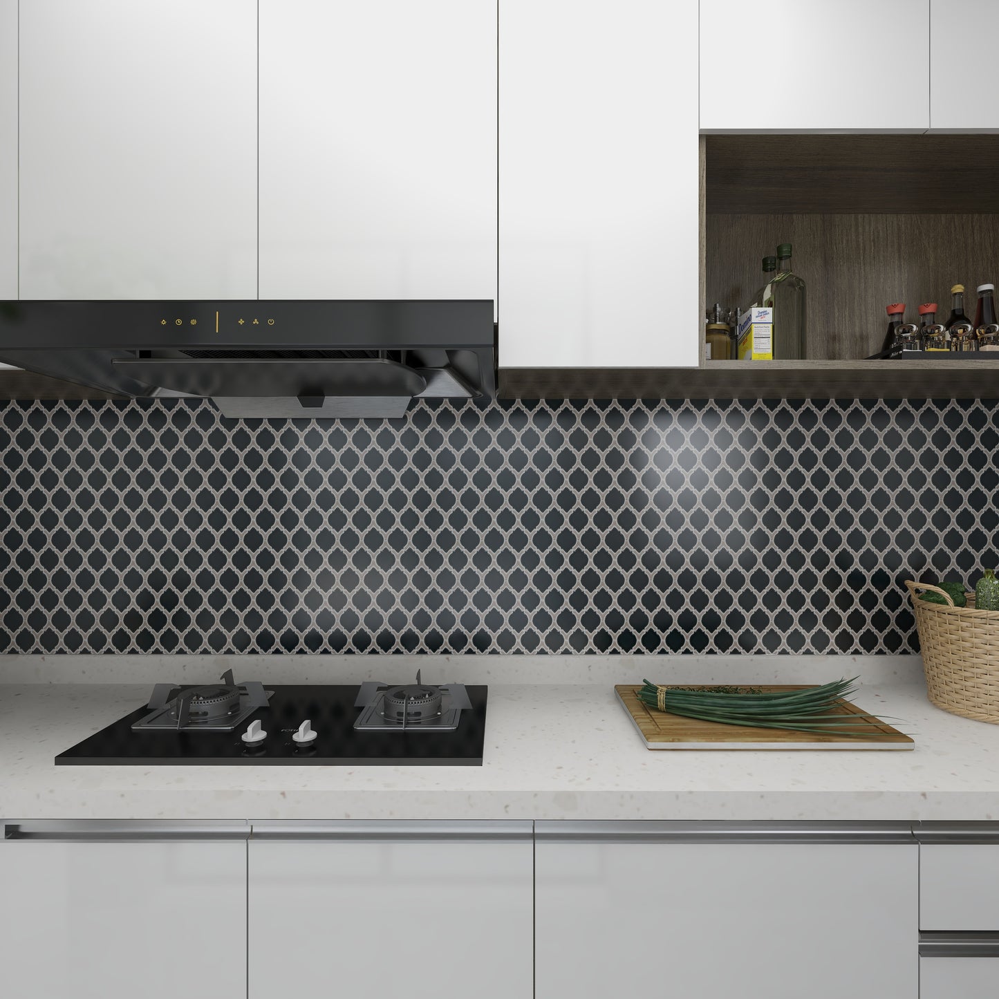 Jasper Arabesque Backsplash Tile Porcelain Mosaic FCCPT031