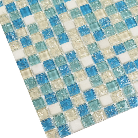 Light Blue Crackle Glass Tile Backsplash mixed Stone Mosaic 我的商店
