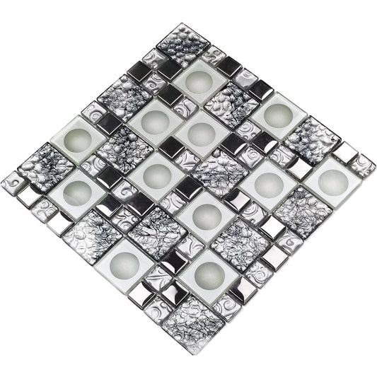 Silver Orb Backsplash Mosaic FCCGT018 我的商店