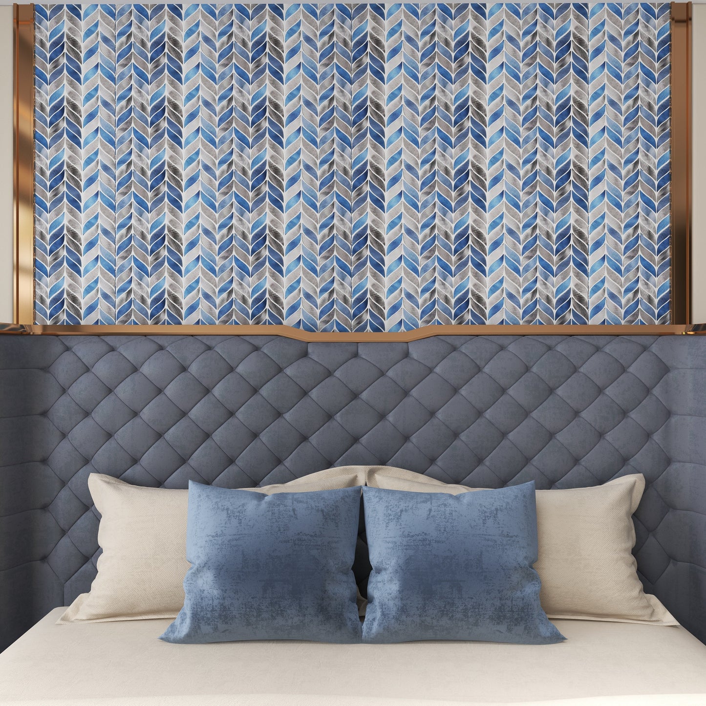 Metallic Blue Leaf Backsplash Tile Aluminum Mosaic ALT130 我的商店