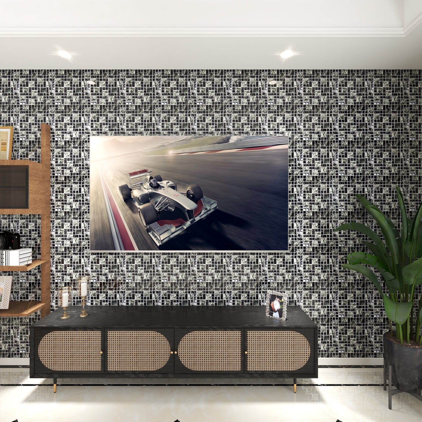 Obsidian Grid Backsplash Tile Glass Mosaic FCMGT018 我的商店
