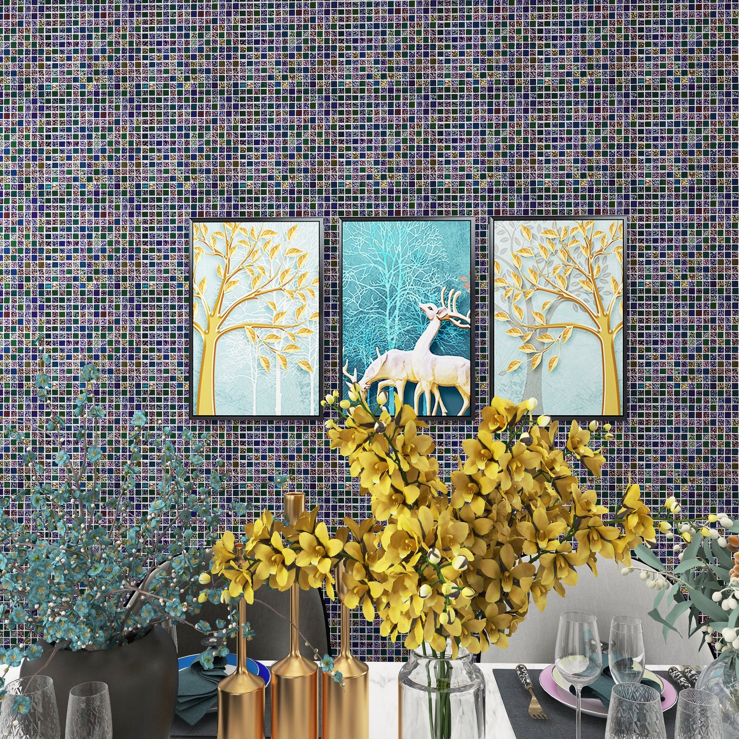 Rainbow Brilliance Square Mosaic Tiles 我的商店