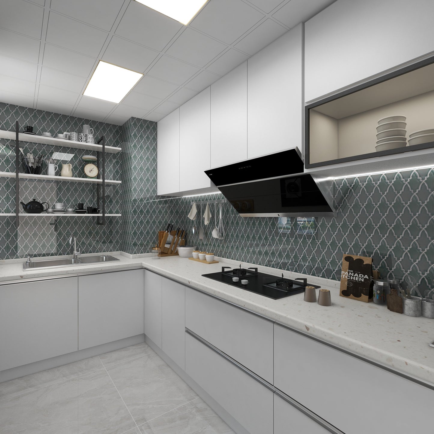 Light Green Arrow Porcelain Mosaic Backsplash FCCPT125 我的商店