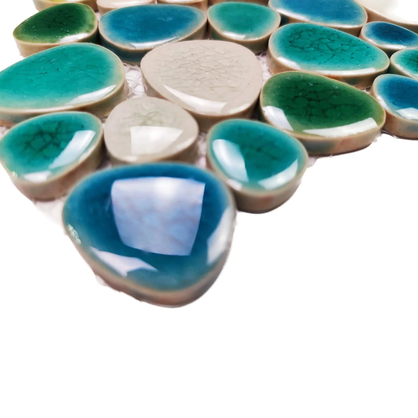 White Green Pebble Mosaic Tile For Bathroom and Pool FCCPT313 我的商店