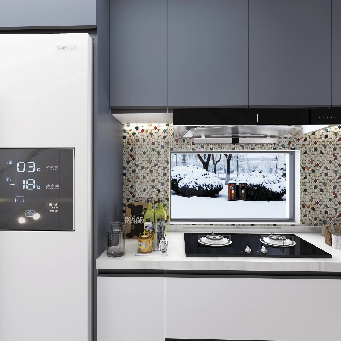 Honeycomb Hexagon Tile Rainbow Porcelain Mosaic Backsplash FCCPT121 我的商店