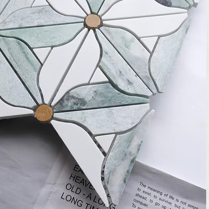 Green and Carrara White natural marble tiles are suitable for walls, floors, and shower walls in kitchens, bathrooms, and living rooms MST081