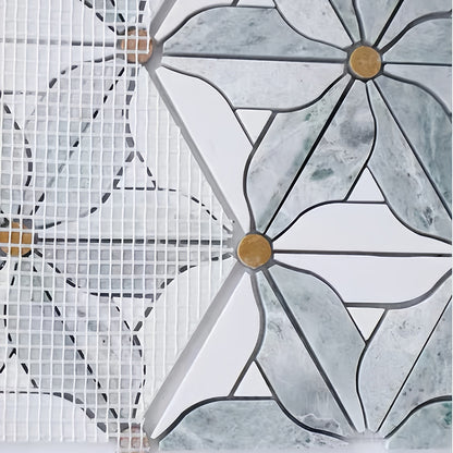 Green and Carrara White natural marble tiles are suitable for walls, floors, and shower walls in kitchens, bathrooms, and living rooms MST081