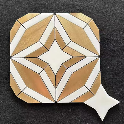 White marble-edged metal mosaic backsplash tiles for bathroom and kitchen FCMST021