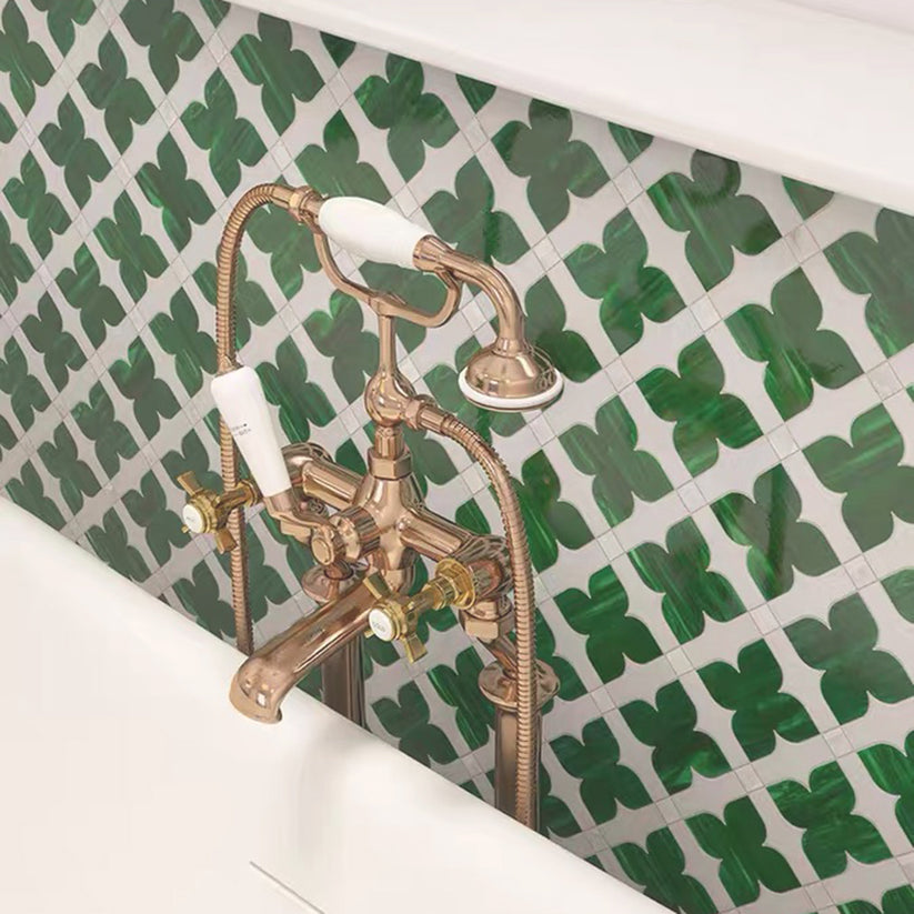 Green White Marble Mosaic Bathroom Floor and Wall Tile FCMST023 – FOC Tile