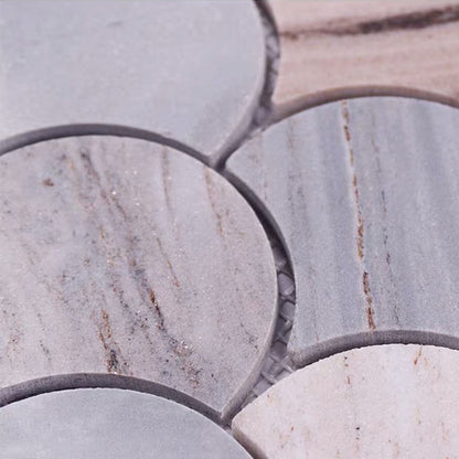 Blue Slate Gray Fish Scale Marble Mosaic Wall Tile For Bathroom FCSMT038