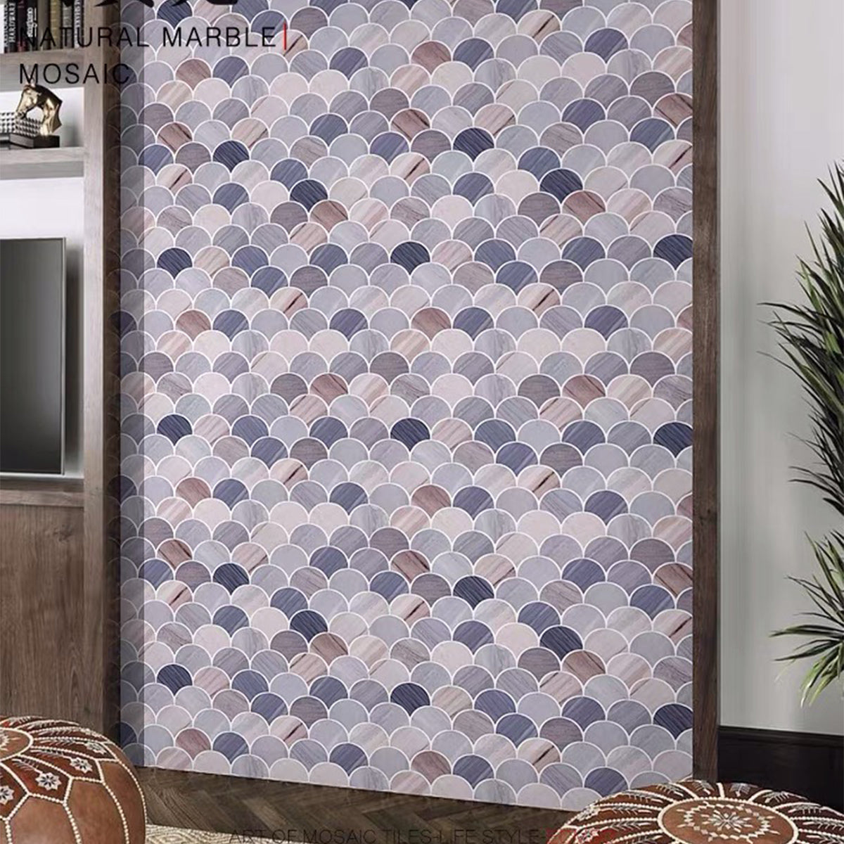 Blue Slate Gray Fish Scale Marble Mosaic Wall Tile For Bathroom FCSMT0 ...
