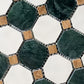 Dark Green White Hexagon Marble Mosaic Tile  Moisture & Slip Resistant for Bathroom Kitchen Pool MST031