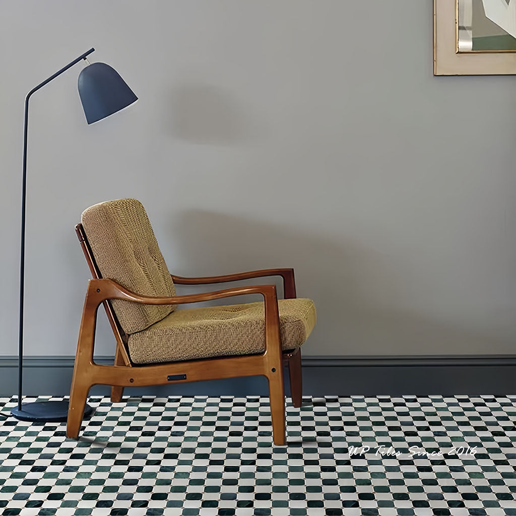 Dark Green White Hexagon Marble Mosaic Tile  Moisture & Slip Resistant for Bathroom Kitchen Pool MST031