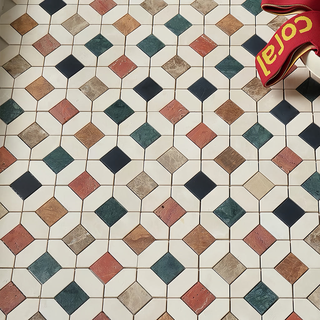 Iridescent marble mosaic tile for bathroom and kitchen wall floor MST032