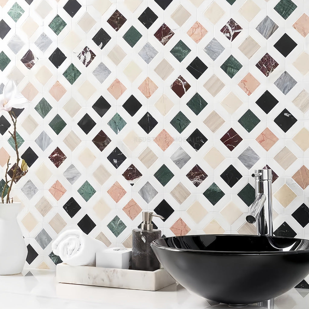 Lula Multicolor marble mosaic tile for bathroom and kitchen wall floor MST033