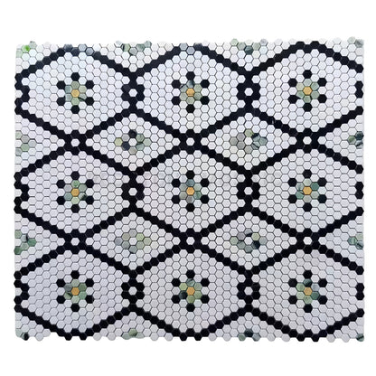 Greek Thassos White Marble Vintage Mosaic Tile - Wall & Floor for Kitchen/Bathroom/Foyer  MST034