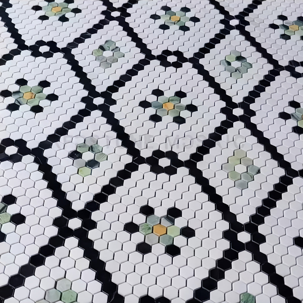 Greek Thassos White Marble Vintage Mosaic Tile - Wall & Floor for Kitchen/Bathroom/Foyer  MST034