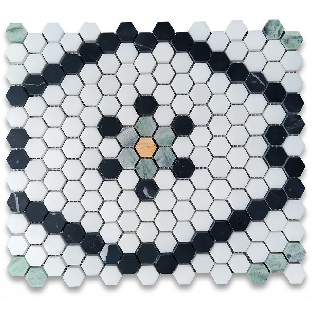 Greek Thassos White Marble Vintage Mosaic Tile - Wall & Floor for Kitchen/Bathroom/Foyer  MST034