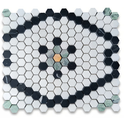 Greek Thassos White Marble Vintage Mosaic Tile - Wall & Floor for Kitchen/Bathroom/Foyer  MST034