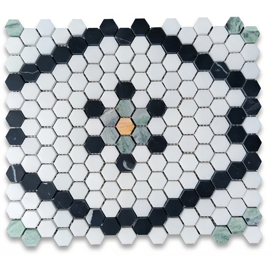 Greek Thassos White Marble Vintage Mosaic Tile - Wall & Floor for Kitchen/Bathroom/Foyer  MST034