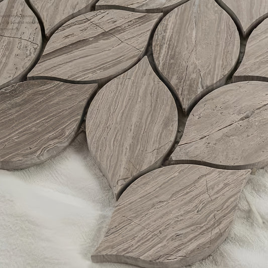 Leaf-Shaped Marble Mosaic Tile For Kitchen Backsplashes and Bathroom Accent Walls MST035