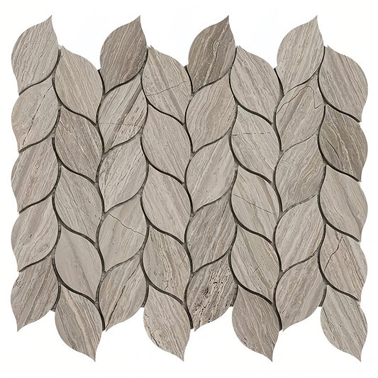 Leaf-Shaped Marble Mosaic Tile For Kitchen Backsplashes and Bathroom Accent Walls MST035