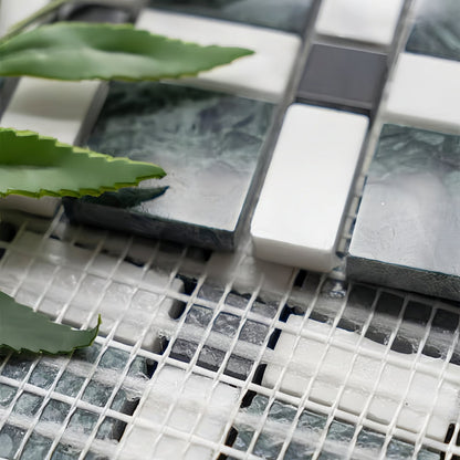 Verdant Natural Stone Grid Mosaic Tile – Green Marble & Travertine Accent Tile for Bathroom Kitchen Pool MST036 FOC Tile