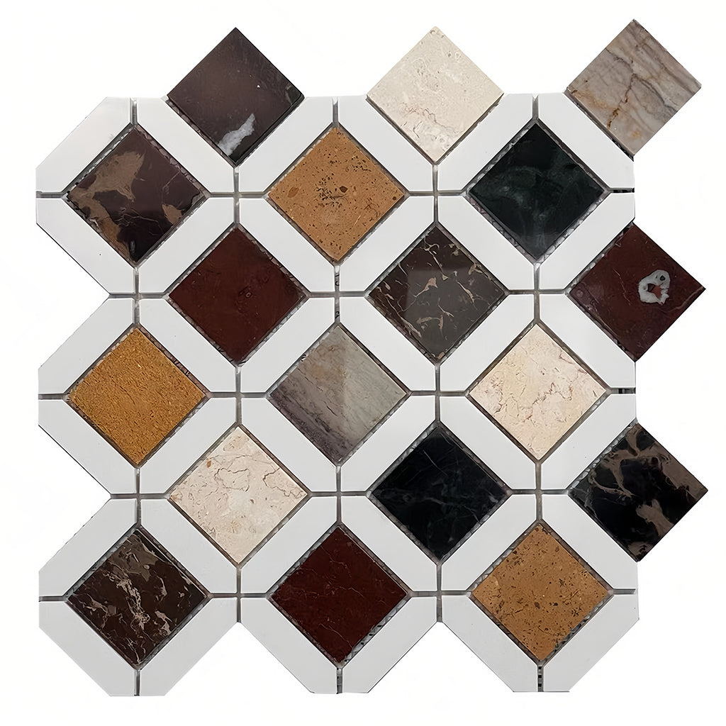 Lula Multicolor marble mosaic tile for bathroom and kitchen wall floor MST033（副本） FOC Tile