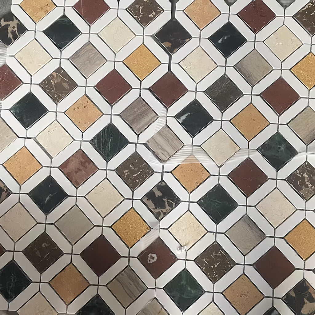 Lula Multicolor marble mosaic tile for bathroom and kitchen wall floor MST033（副本） FOC Tile