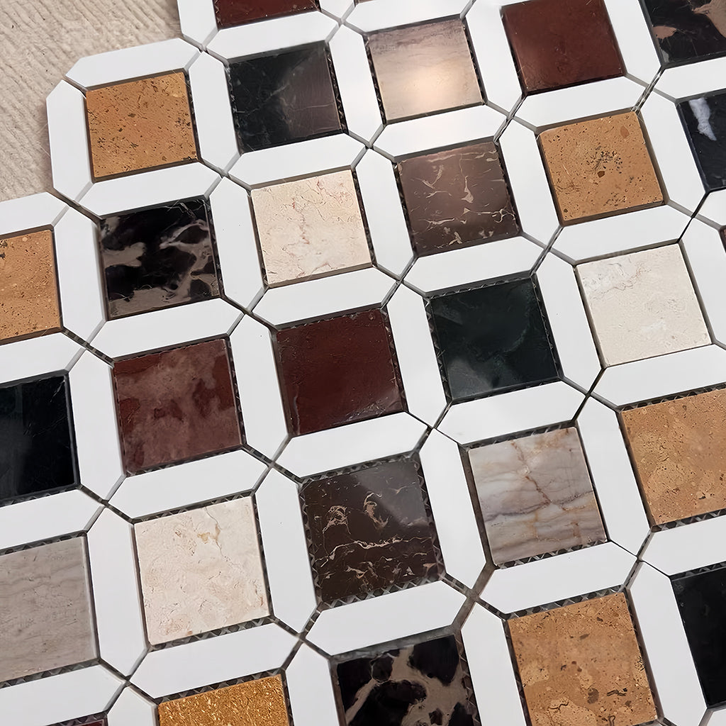 Lula Multicolor marble mosaic tile for bathroom and kitchen wall floor MST033（副本） FOC Tile