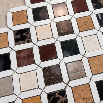 Lula Multicolor marble mosaic tile for bathroom and kitchen wall floor MST033（副本） FOC Tile