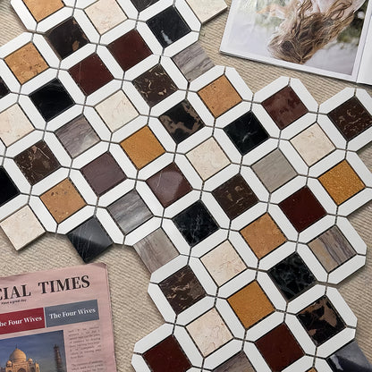 Lula Multicolor marble mosaic tile for bathroom and kitchen wall floor MST033（副本） FOC Tile